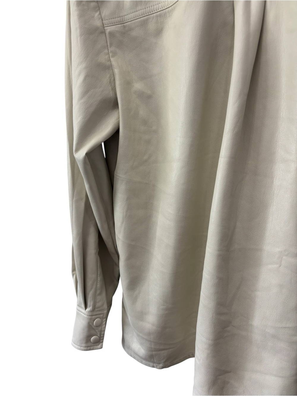 Good American Better Than Leather Button Up Shirt Jacket Size 3 (10/13) OffWhite - Picture 2 of 6